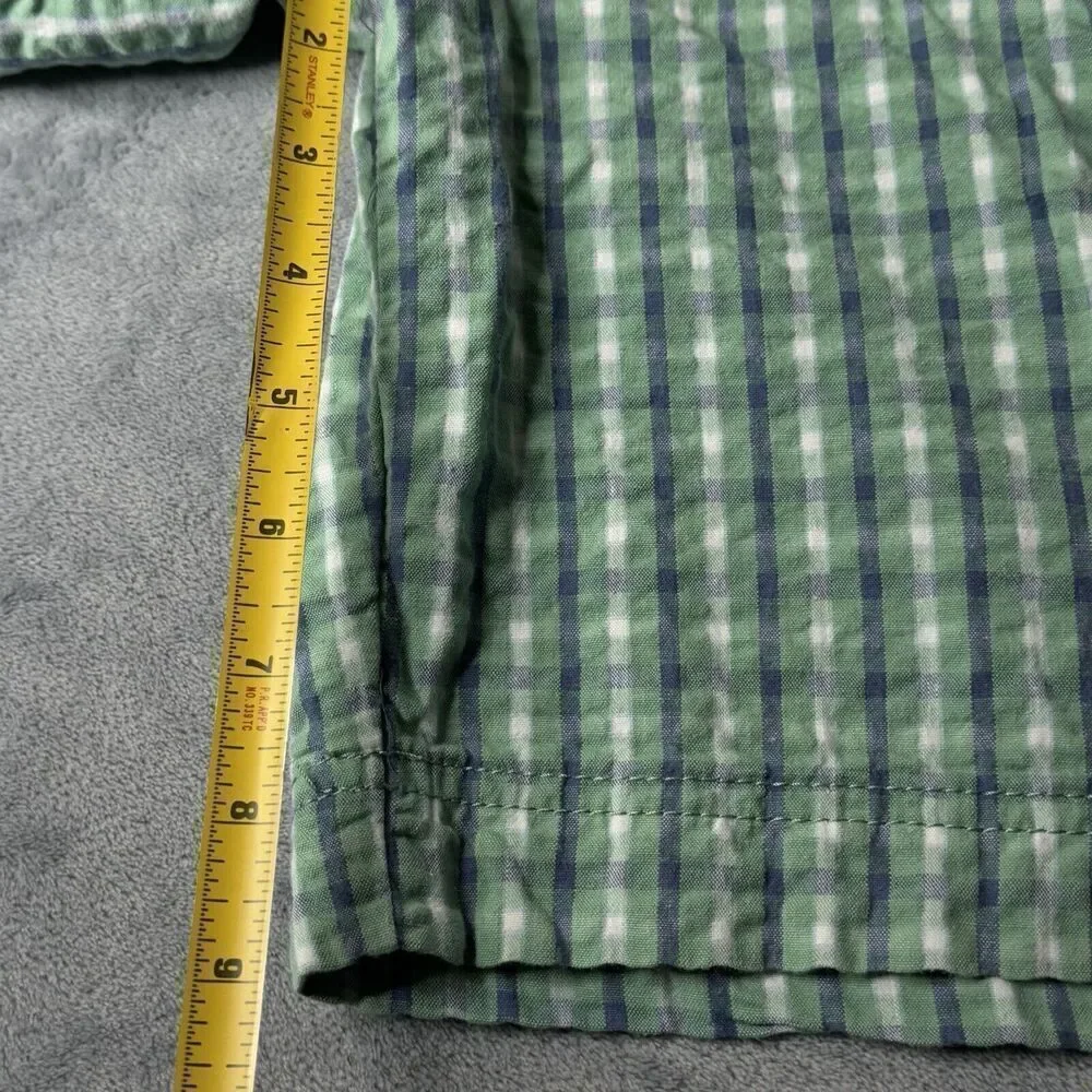 IZOD Men 34 Shorts Green Seersucker Plaid Luxury Sport Chino Golf Flat 9
